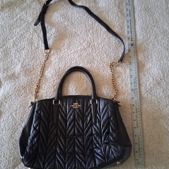 Coach Black Quilted Crossbody Bag with Gold Chain